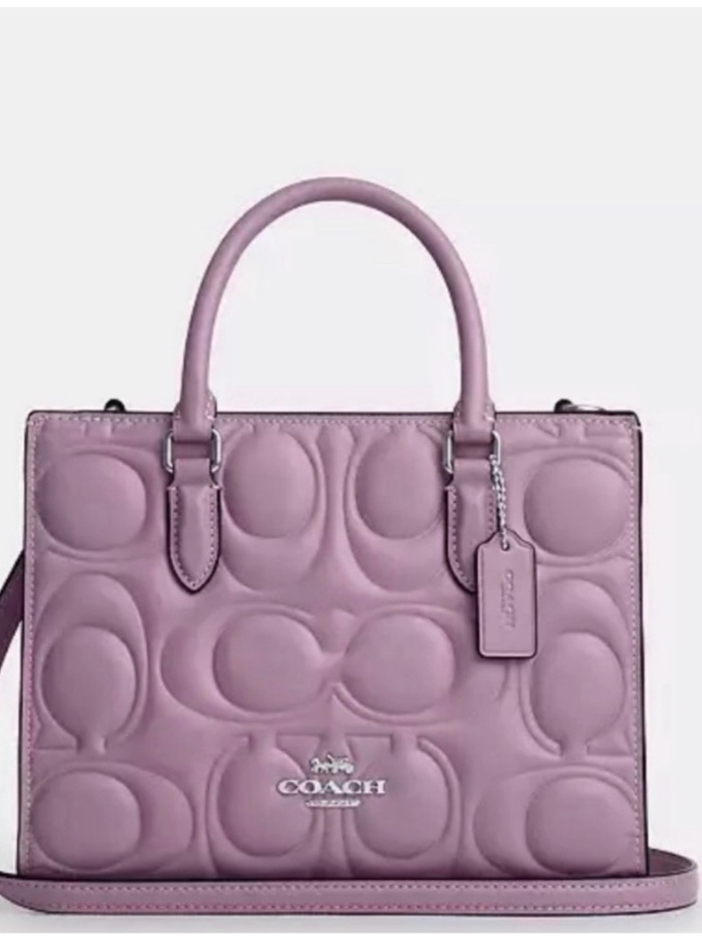 NWT Coach Maggie Jasmine Silver Small Tote Bag in Signature Leather